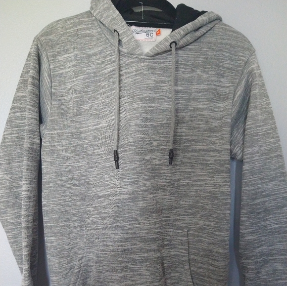 Men's heather grey hoodie with black trim by Huntington BC, size M. - Picture 2 of 6